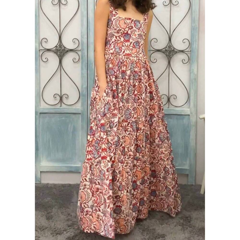 NEW MARE SOLE AMORE ronda sicily long dress in ivory/red